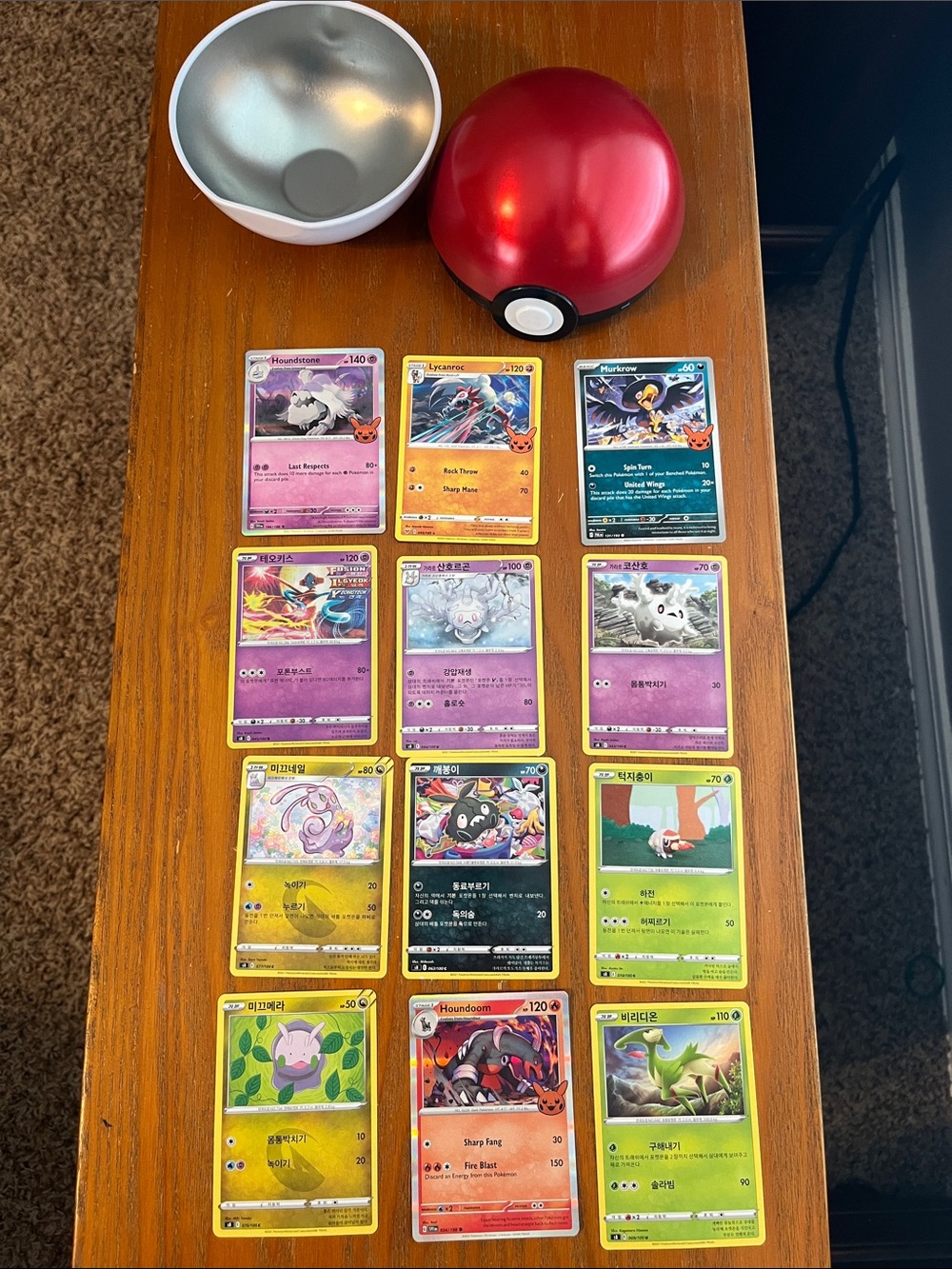 Pokemon Cards with Red and White Poké Ball Deck Case
